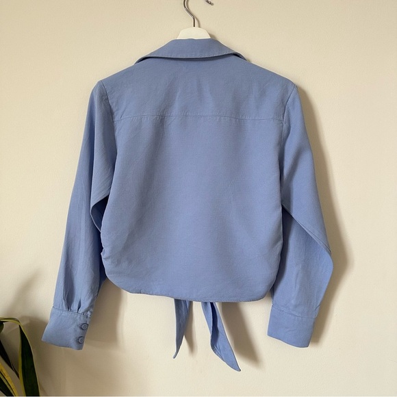 & Other Stories Blue Button Down Tie Waist Shirt Size 0 - Picture 3 of 8